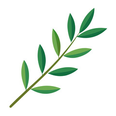 Naklejka premium Vibrant Olive Branch: A close-up image of an olive branch with a few leaves, highlighting its freshness and beauty.