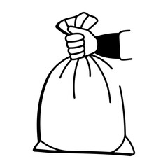 A hand drawn style icon showing garbage bag
