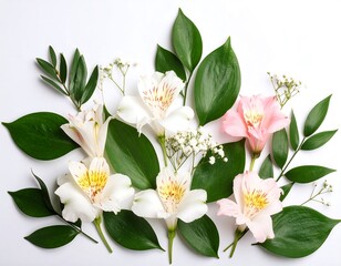 Floral arrangement on white background