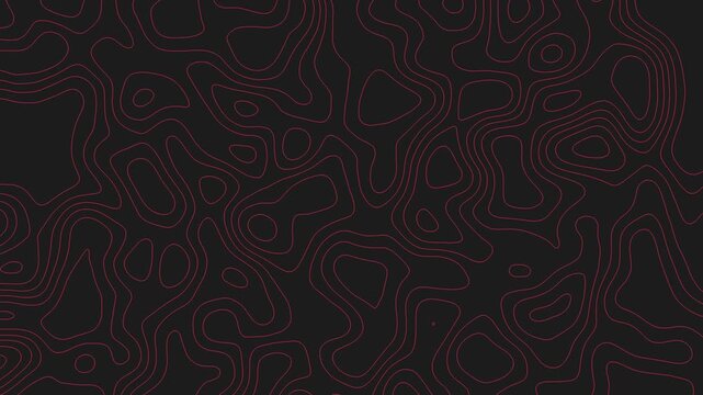 An abstract charcoal black topographic pattern with hot red lava lines for a dramatic seamless map design