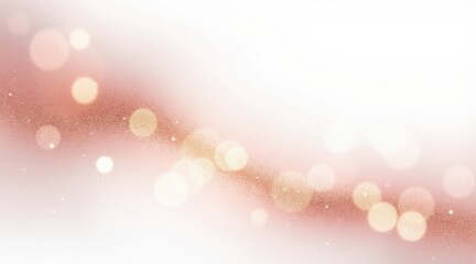 Soft rose gold glitter bokeh effect with sparkling dust isolated on white background