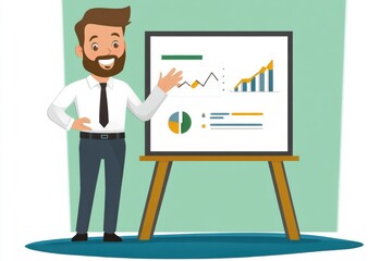 Business presentation on data analysis trends office setting infographic display engaging viewpoint