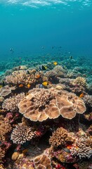 Colorful Coral Reef with Tropical Fish Underwater Scene