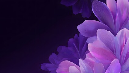 Elegant abstract purple flower petals on dark background