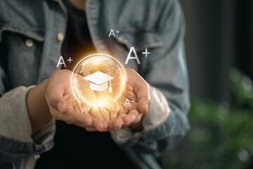 Digital Graduation Cap with A+ Grade for Academic Excellence