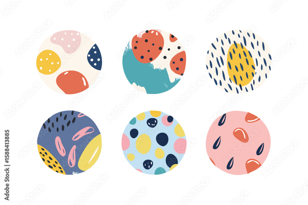Poster abstract colorful circles with organic shapes and patterns