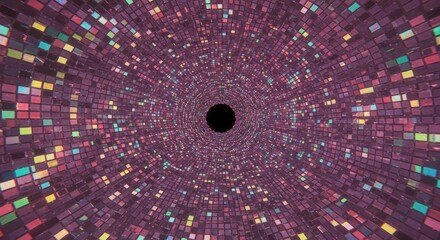 Colorful Digital Data Tunnel Abstract Background with Vibrant Pixels for Technology and Data Visualization