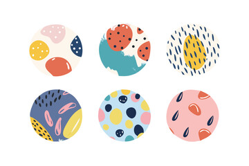 Naklejka premium Abstract colorful circles with organic shapes and patterns