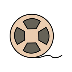 film reel lineal color line icon with white background vector stock illustration