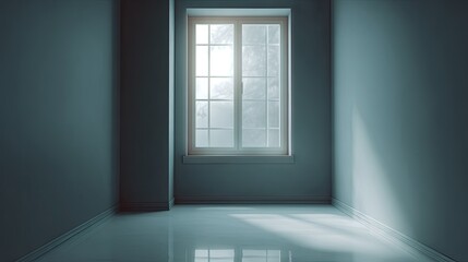 Empty room with a window and sunlight.