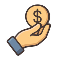Dollar in hand icon. Save money icon. Vector illustration.