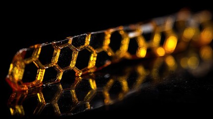Close-up view of a honeycombshaped object.