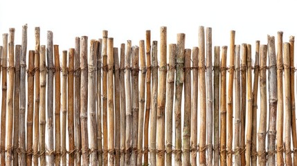 Close-up view of a traditional bamboo fence.