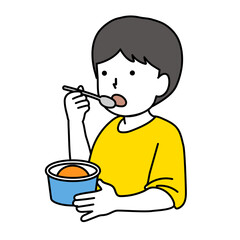アイスを食べる子供イラスト
