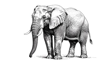 Fototapeta premium Black and white illustration of an elephant
