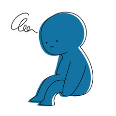 Anxiety, stress, depression and sadness. Mental health concept for illustration and medical