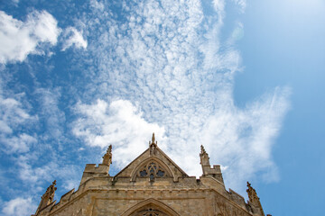 Altocumulus clouds against a blue sky. Mid level clouds associated with fair weather. Meteorology...