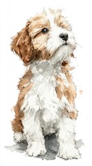 Adorable fluffy puppy in watercolor style for pet lovers National Dog Day