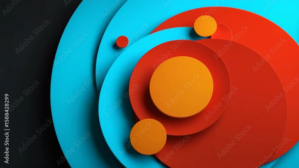 Aufkleber a colorful abstract design with blue, red, and orange circles. the circles are arranged in a way tha