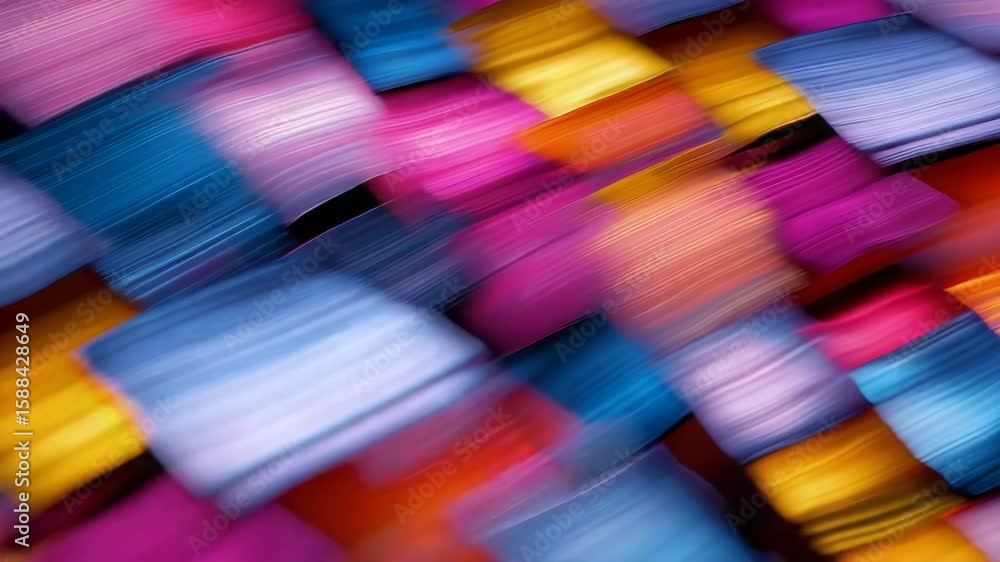 Poster a colorful, abstract painting with a lot of different colors and patterns. the painting is full of e