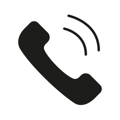 Telephone Receiver With Sound Waves Solid Icon. Communication, Call, And Connectivity Silhouette Symbol. Telecommunication And Contact Representation. Isolated Vector Illustration