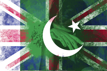 The Union Jack and Pakistani flag merge, reflecting the difficult realities of cross-cultural challenges, including the impact of grooming gangs