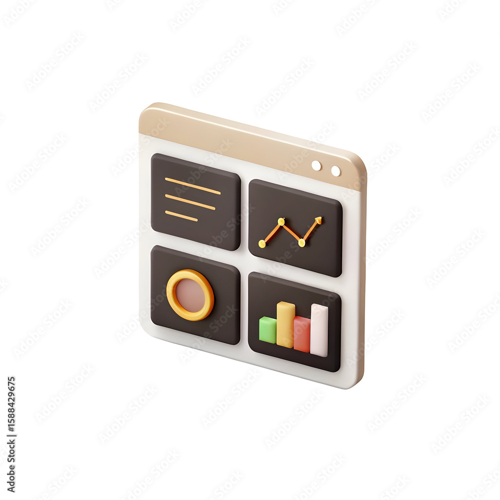 Poster isometric dashboard analytics isolated on a transparent background