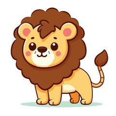 Fototapeta premium Friendly Lion Vector for Kids Flat Animal Cartoon in Pastel Colors