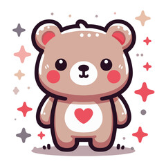 Obraz premium Smiling Bear Vector Flat and Cute Animal Illustration for Children