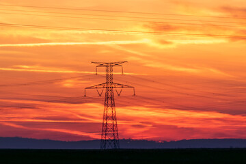 Electricity pylon and nature, real life photo