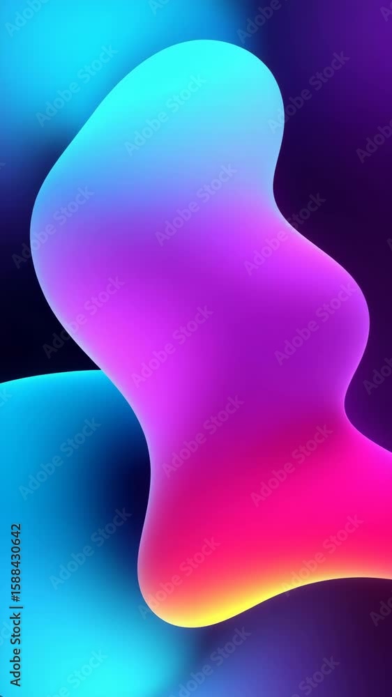 Poster a colorful, abstract image with a purple and orange blob in the center. the image has a futuristic, 