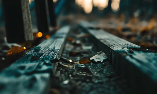 Close-up of weathered wooden planks outdoors