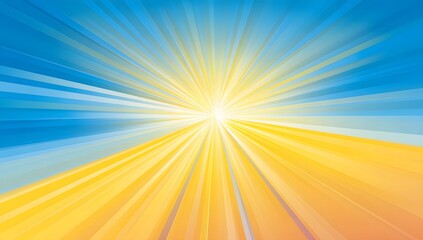 Obraz premium Radiant burst of sunlight with blue and yellow glowing rays background