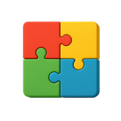 Colorful puzzle piece with a blue square in the middle. isolated-3d-on-transparent-background