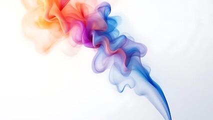 Soft rainbow smoke swirling on a clean white background, creating a dreamy and artistic atmosphere. Ideal for backgrounds, digital art, or elegant visual designs