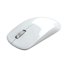 Modern wireless mouse with sleek design, isolated on transparent background, tech accessory.