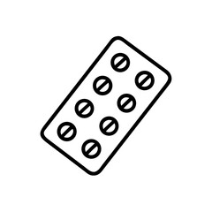 Blister pack with missing tablets shown in flat design style  