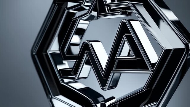 hexagon logo metal blue futuristic