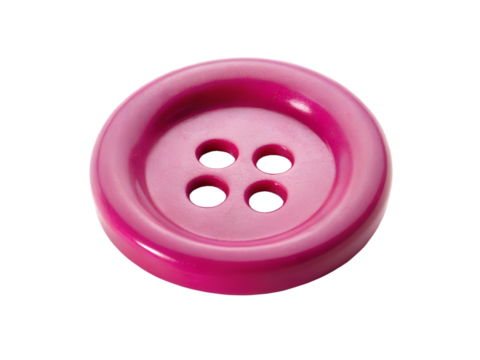 Photo of a bright pink button isolated on transparent background
