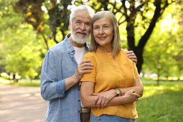 Fototapeta premium Lovely senior couple walking together in park