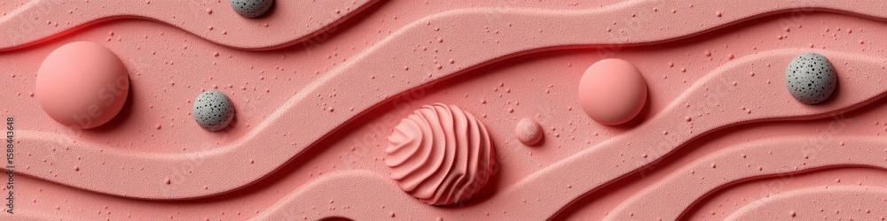 Aufkleber delicate and gentle seamless wave textured 3d surface backdrop in soft monochromatic color palette