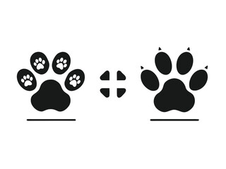 Dog and Cat Footprint Comparison Art
