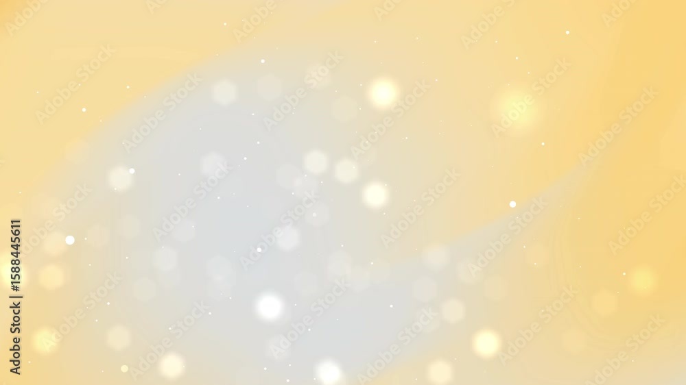 Poster warm gold and cool gray tones blend in a soft, blurry background. floating bokeh lights add a dreamy
