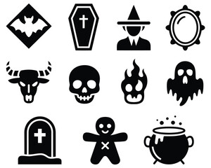 Spooky Halloween icons and decor vector pack

