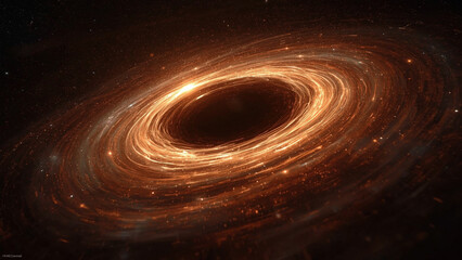 A cinematic 8K HDR shot of a black hole, its swirling accretion disk a vibrant maelstrom of light and color