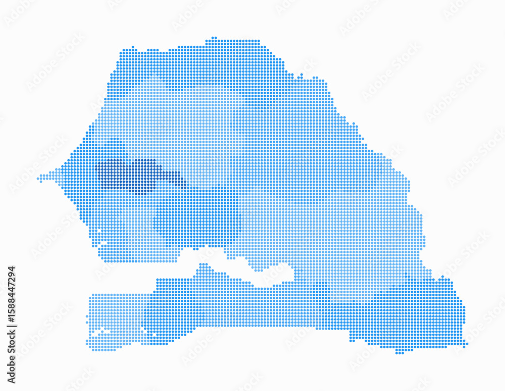Poster senegal dotted map. digital style map of the country on white background. senegal shape with circle 
