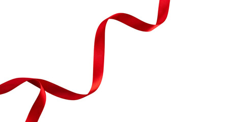 Elegant Red Ribbon Swirl on Transparent Background