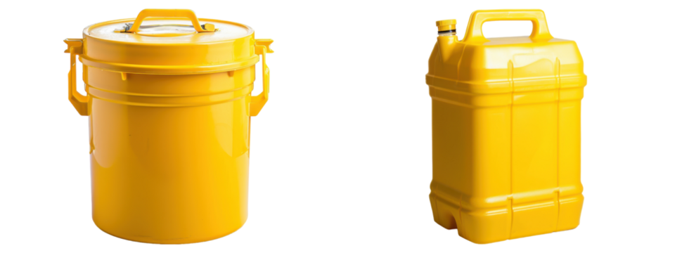 Yellow containers with transparent background