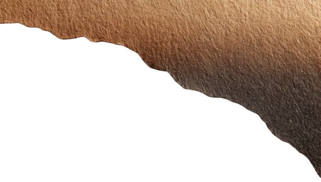 Abstract paint spillage on black background.  A rough, textured, tan-brown stain runs diagonally across a black surface, with a visible edge