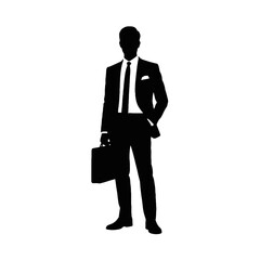 Businessman holding briefcase silhouette suit